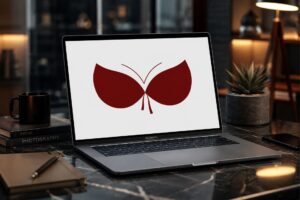 تصویر لوگو فروشگاه آفرودیت روی مک بوک اپل